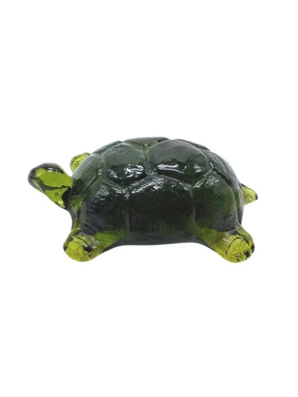 Green Glass Turtle Figurine Paperweight 4.5